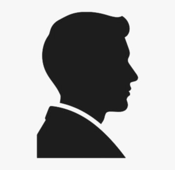 Black Silhouette Of A Man In A Suit Looking To The Right Side Isolated On White Background Vector